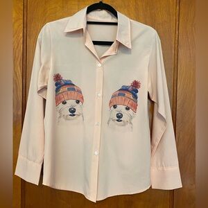 Vintage Dogs in Beanies Button Down Shirt